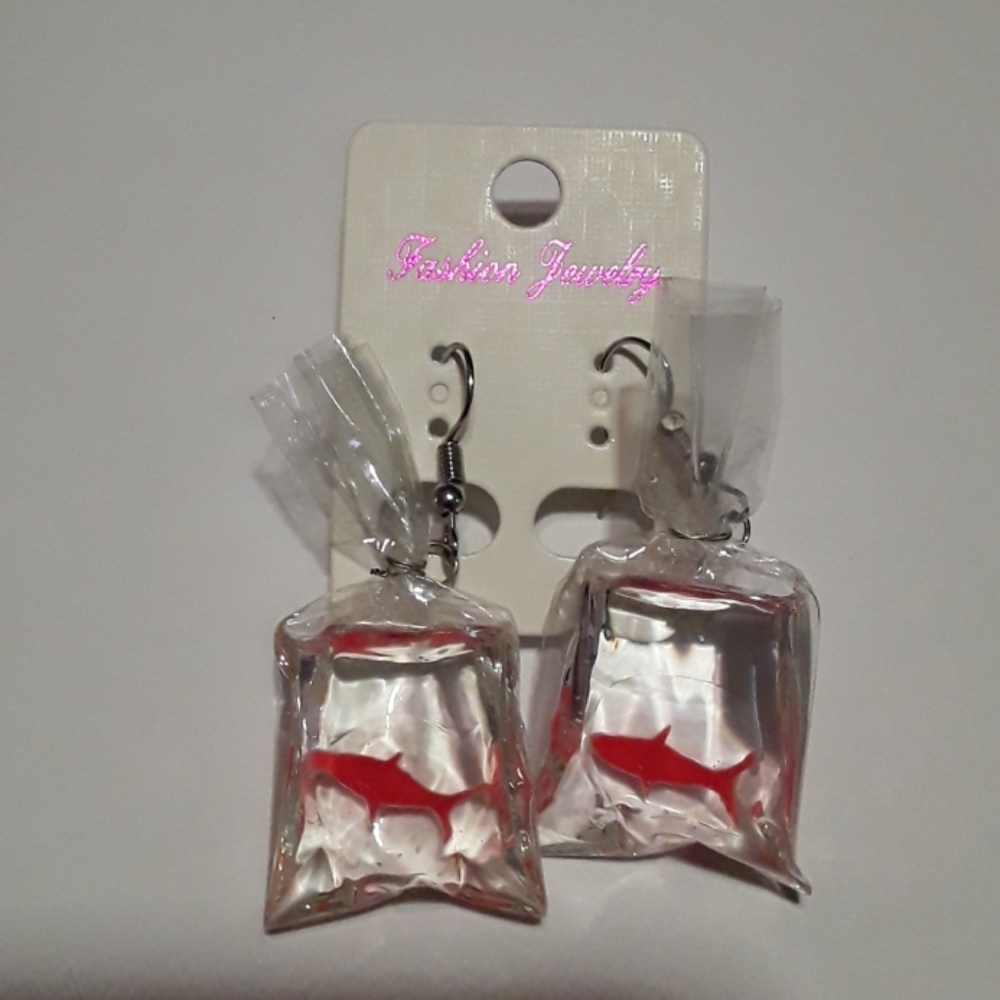 Goldfish dangle ear rings